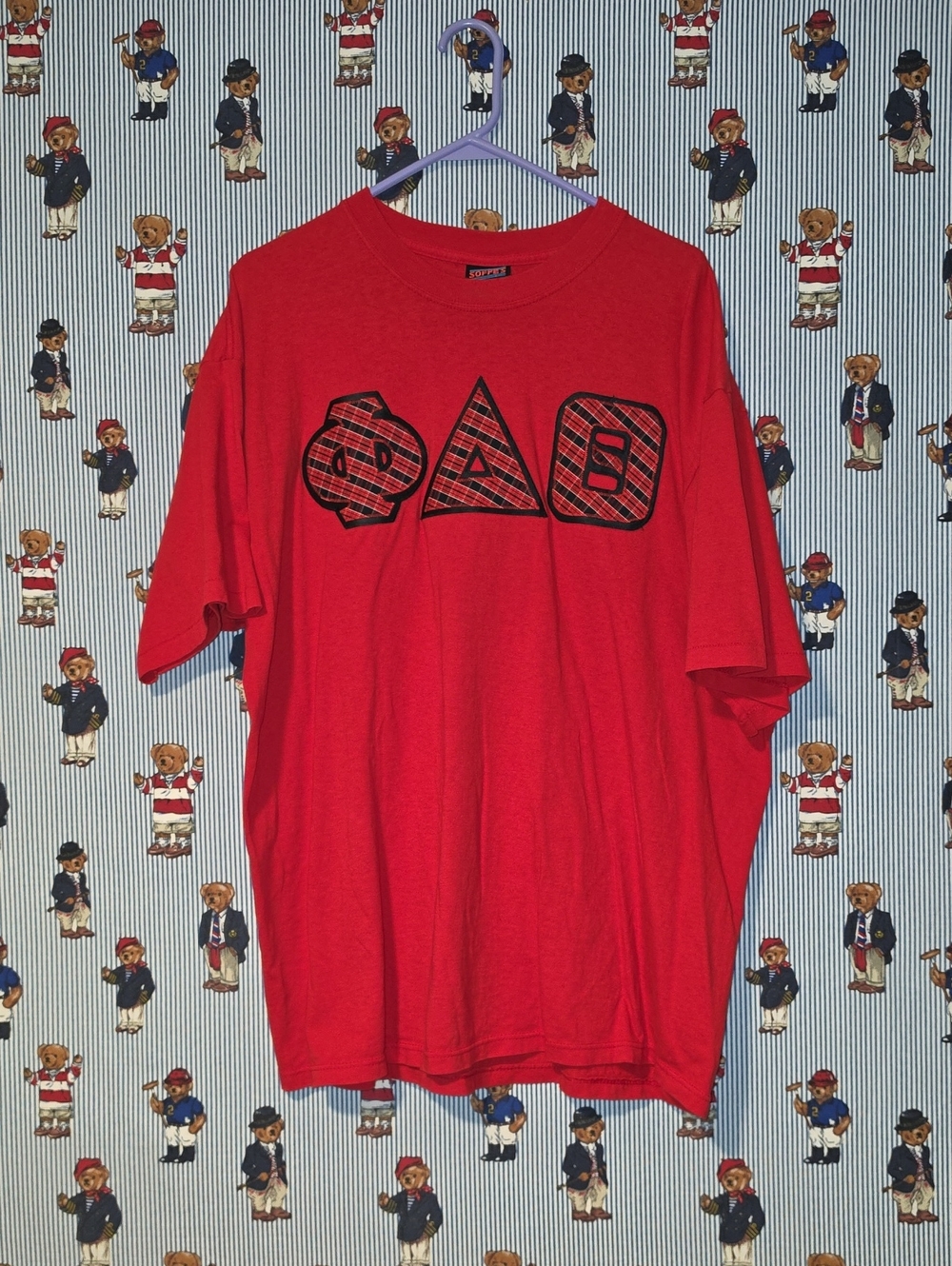 Vintage ODPhi Greek letters Red Plaid Symbols Soffes Made In Usa XL